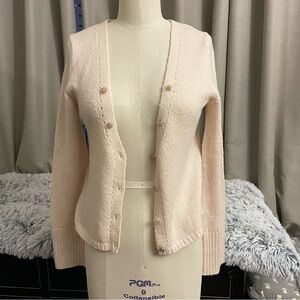 Vintage Anthropologie MOTH Y2K white cream wool knit cardigan